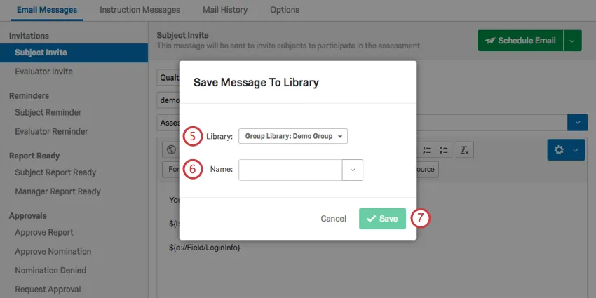 Fenêtre contextuelle Enregistrer le message dans la bibliothèque