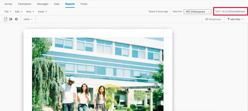 die Zeitzone oben rechts in der Symbolleiste