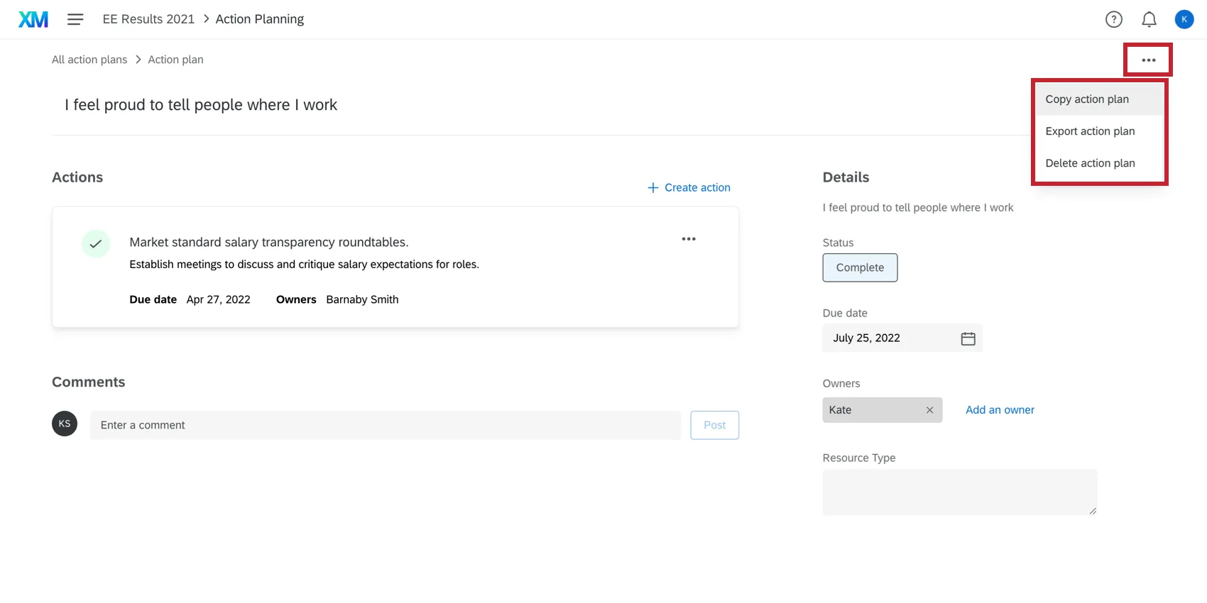 Trois points assez haut, pas dans la barre de navigation du tableau de bord, mais juste en dessous