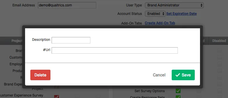 Caixa de texto para Descrição e URL