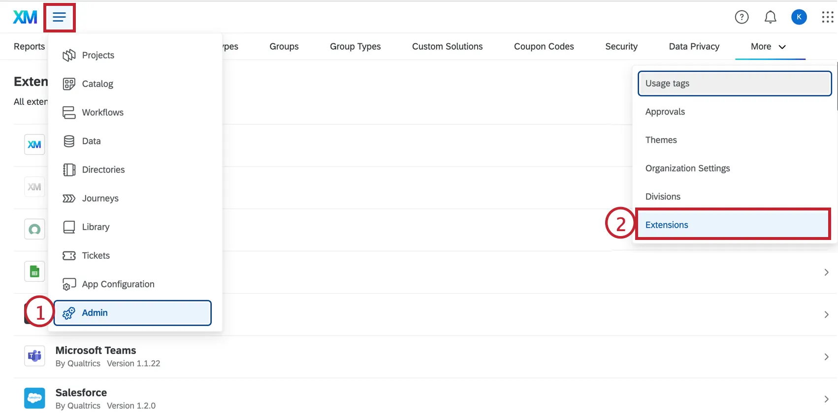 Scheda Amministrazione ed estensioni