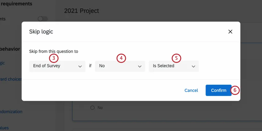 creating the skip logic statement