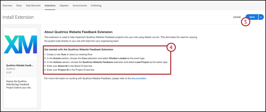 Image showing the Install extension screen