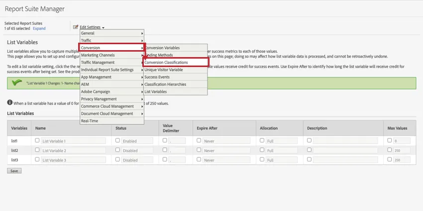 Classificações de conversão no Adobe Analytics.