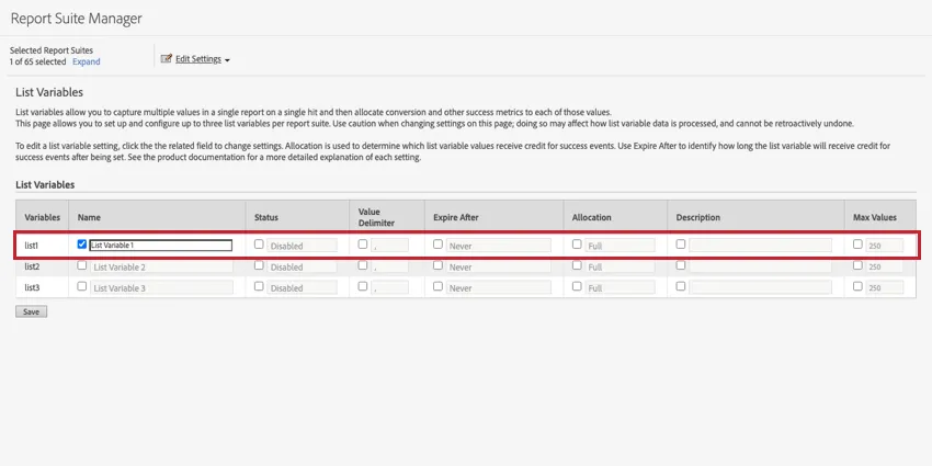 Cómo crear una variable de lista en Adobe Analytics.