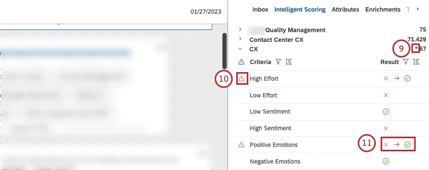 Modification icon and rebutted results icon
