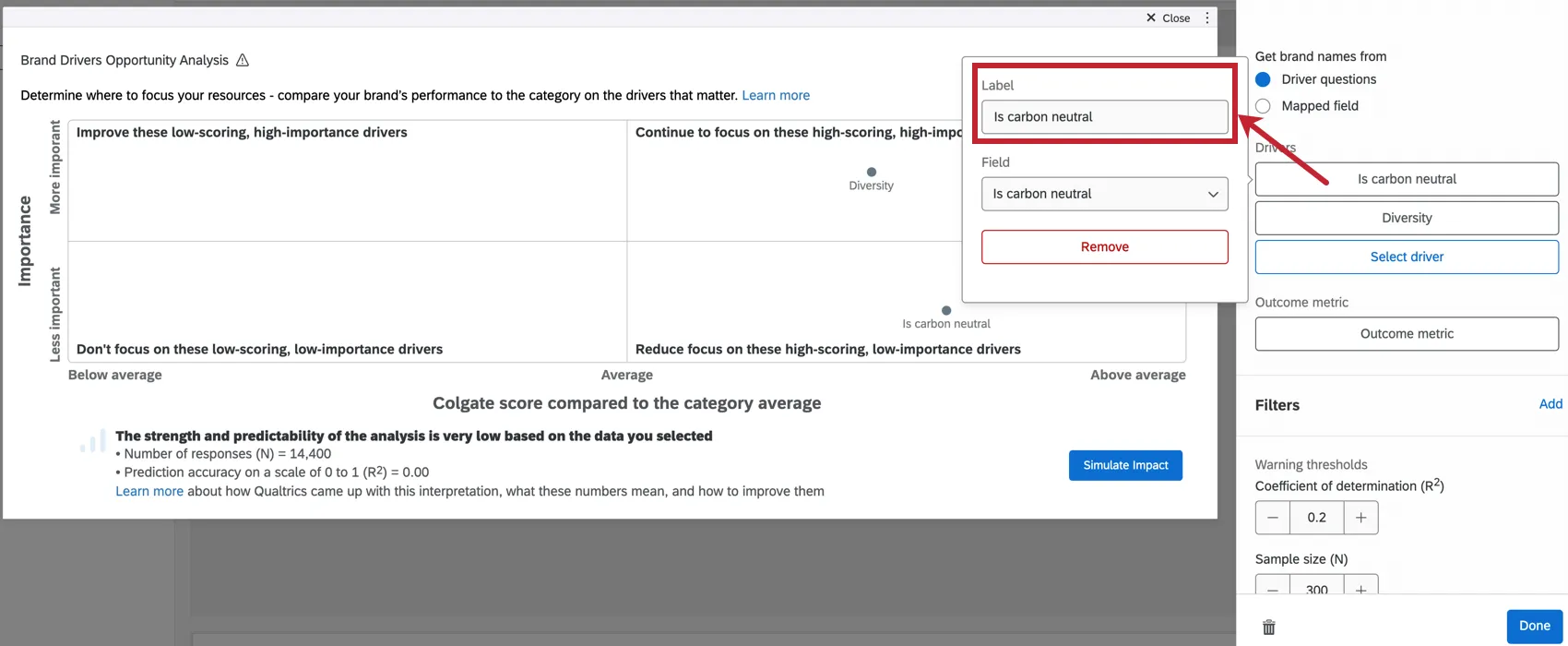 Alterar rótulos de métricas.