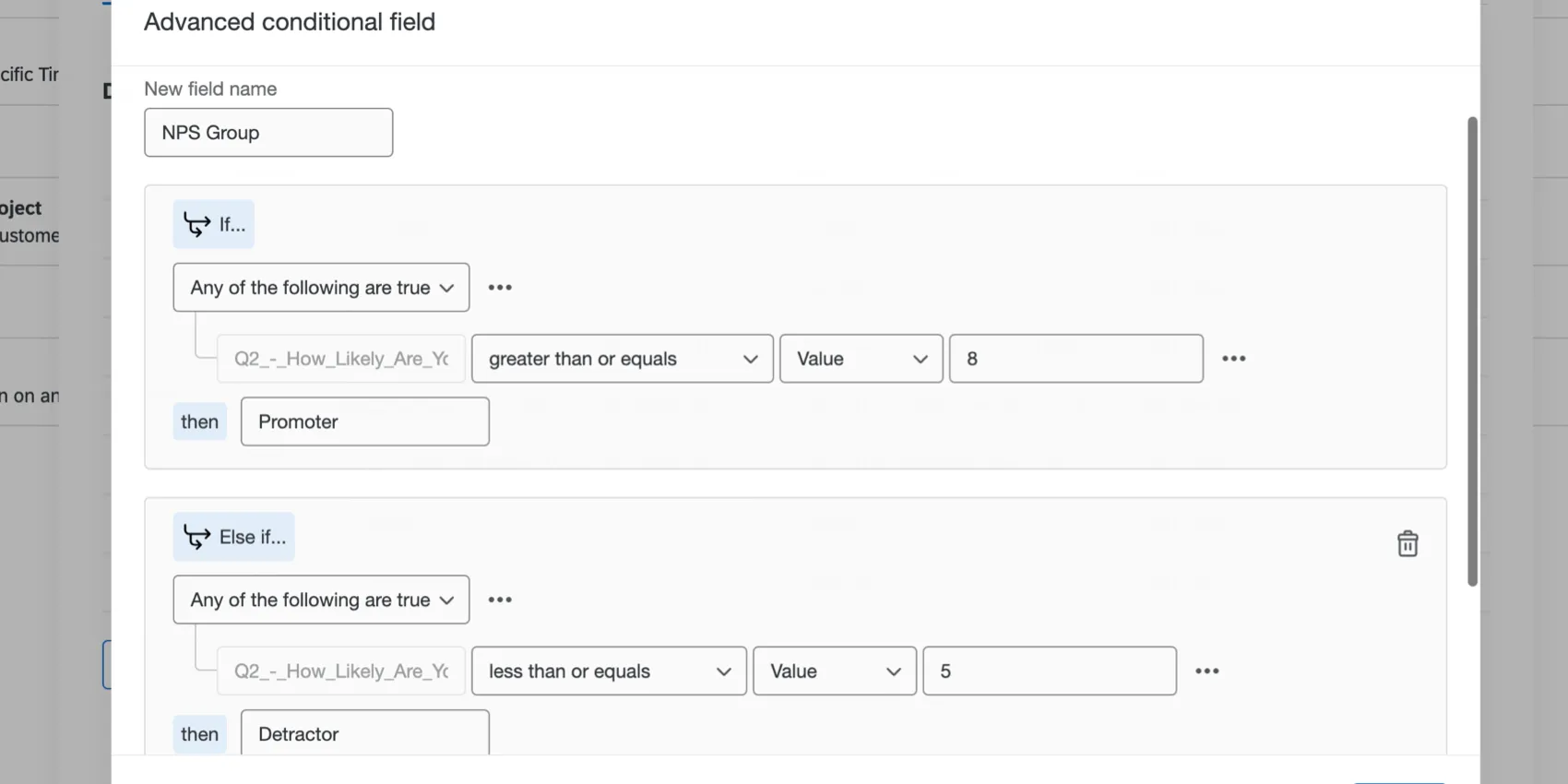 An example of an advanced condition set