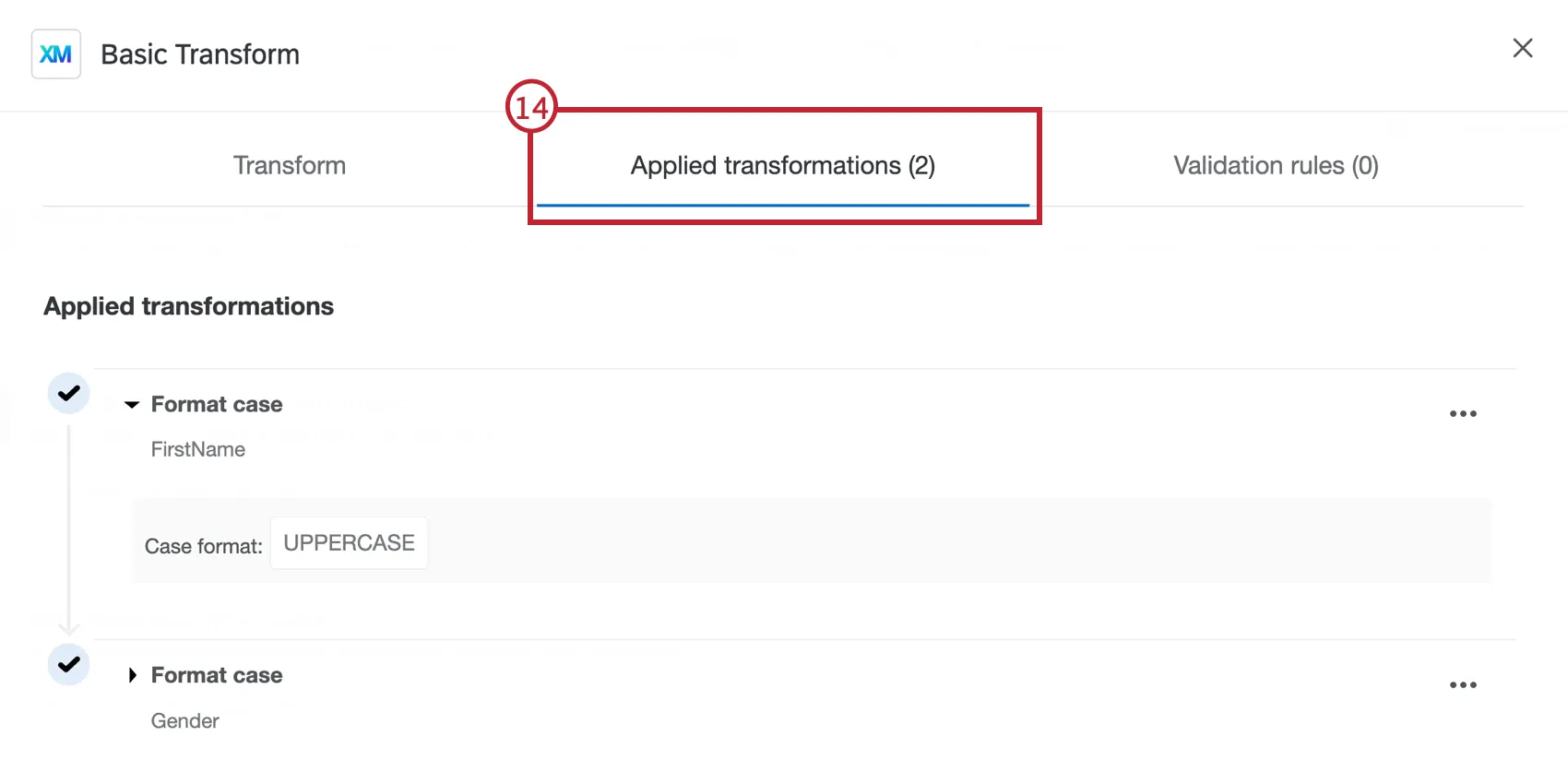 Applied Transformations tab highlighted