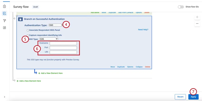 setting the sso type to cas and entering the sso fields