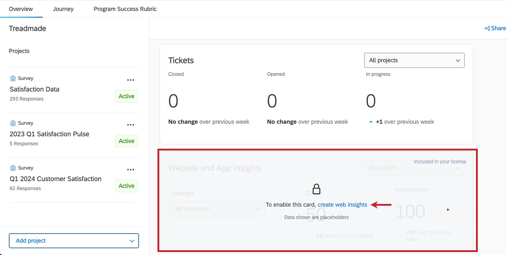 Locked card in a CX program with clickable insight