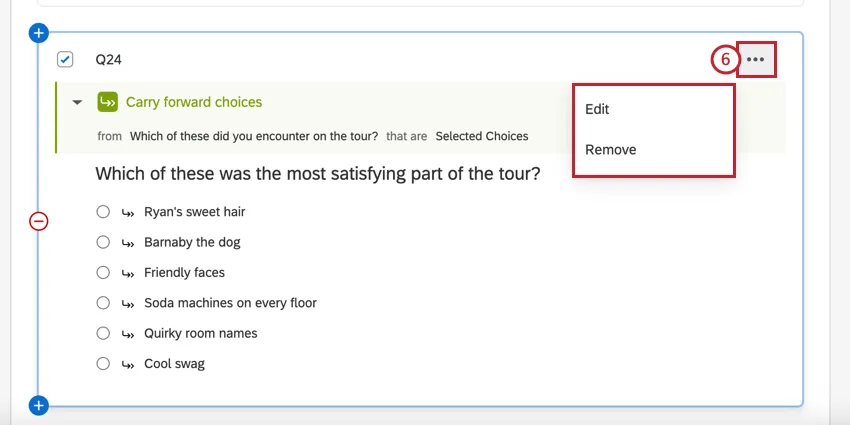 the menu for carry forward options