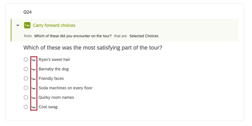 すべての繰り越し選択肢の横にある二重矢印