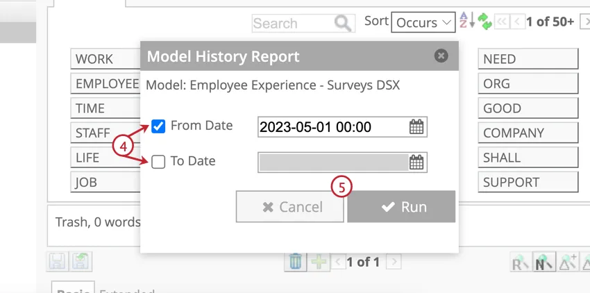 Date range for the report
