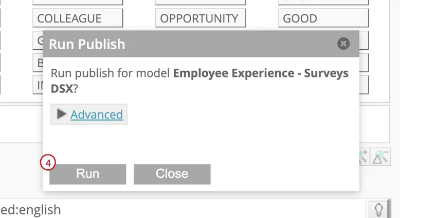 Run the publish model