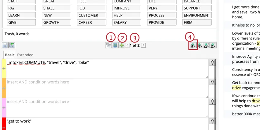 The different category rule icons highlighted