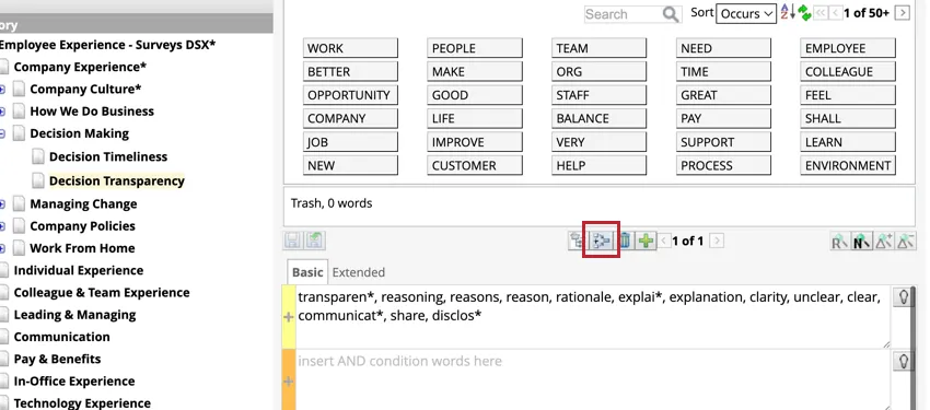 Highlights the category reference button