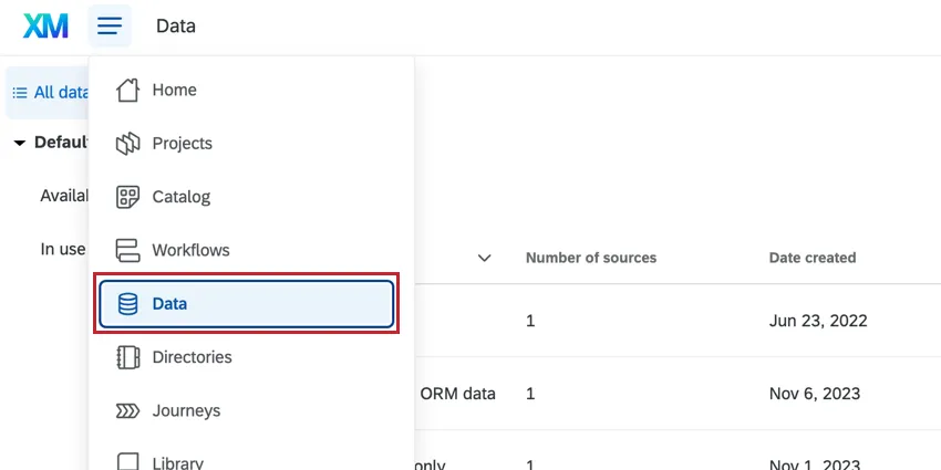 Daten aus dem Dropdown-Menü