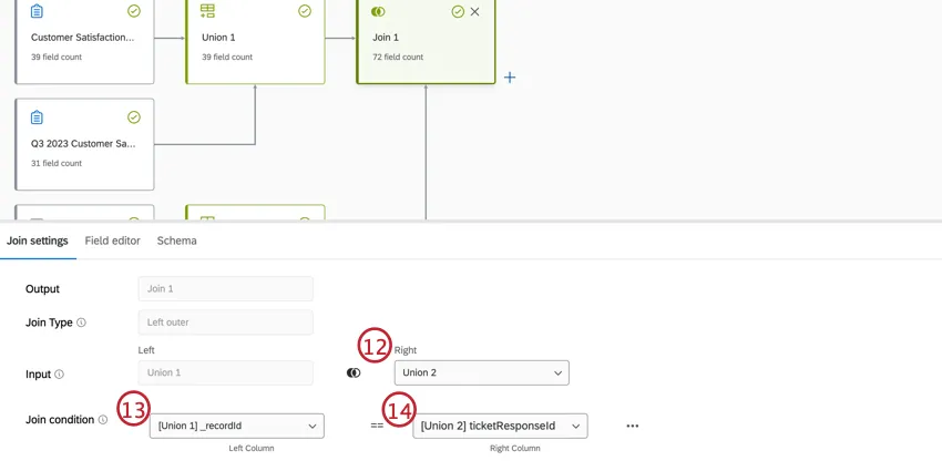 fields in the join settings