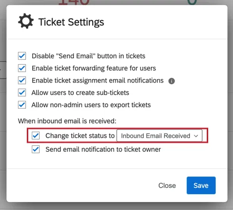 image of the "change ticket status to" option
