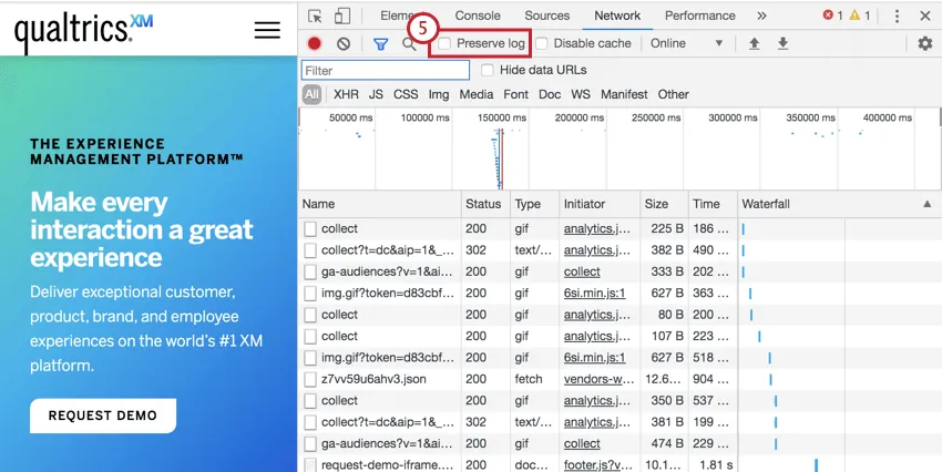 Chromeの［ログを保持］オプションの画像