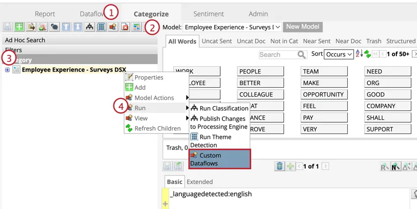 Custom Dataflows highlighted from the node options