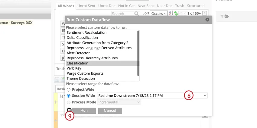 Select a custom dataflow to run