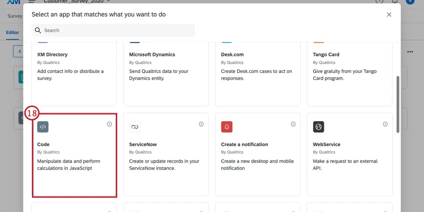 selecting the code task