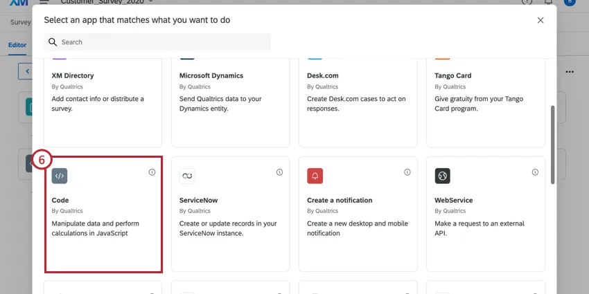 selecting the code task
