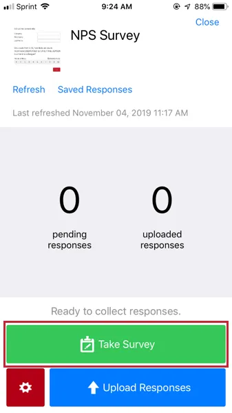 image of the take survey button highlighted