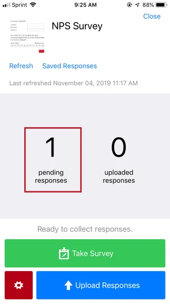image of the pending responses for upload