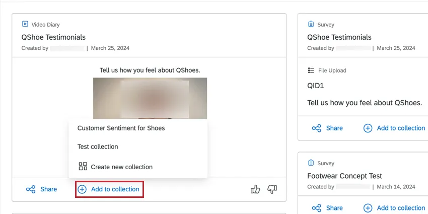 Botão Adicionar à coleção na parte inferior de um resultado de pesquisa