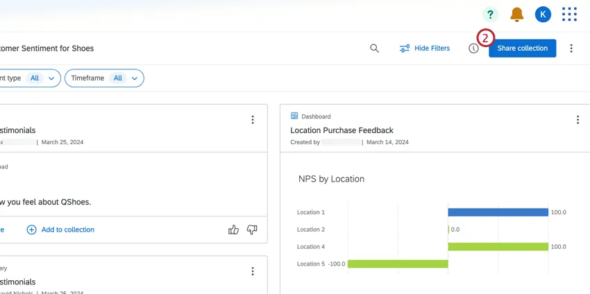 Share collections button