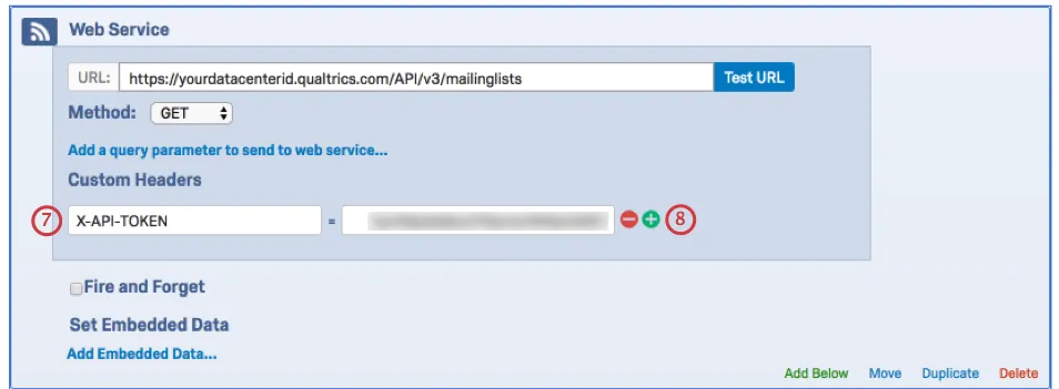 Saisir le jeton X-API dans le service Web
