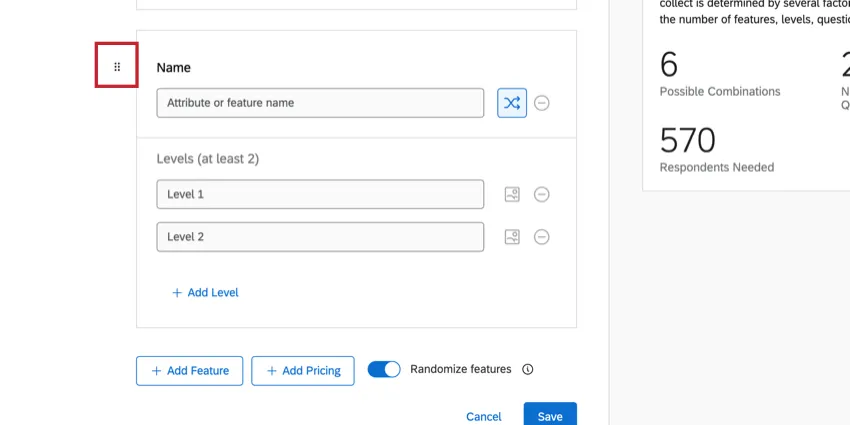 The move icon to the left of the feature is highlighted