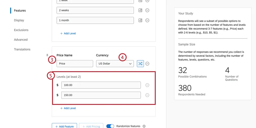 Pricing option as described