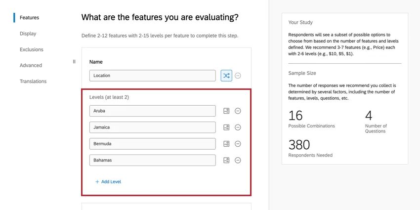 Resaltar niveles dentro de una función