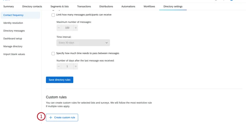Create Custom Rule button on lower-right