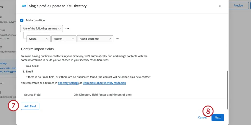Add a field and then click next