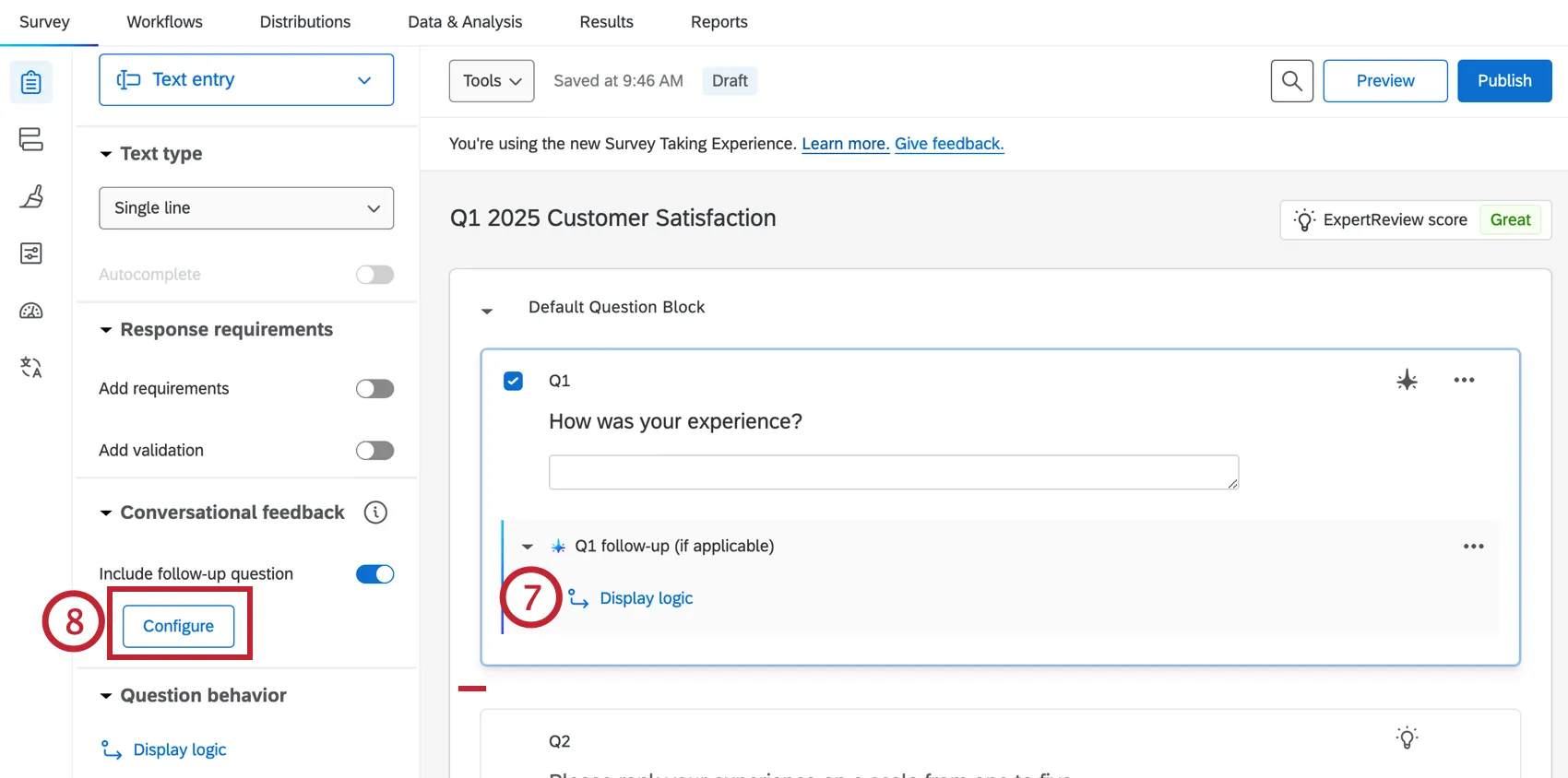exibir configurações e configurar configurações