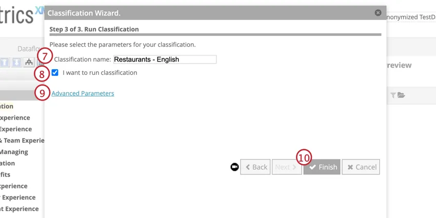 Give the model properties then click finish