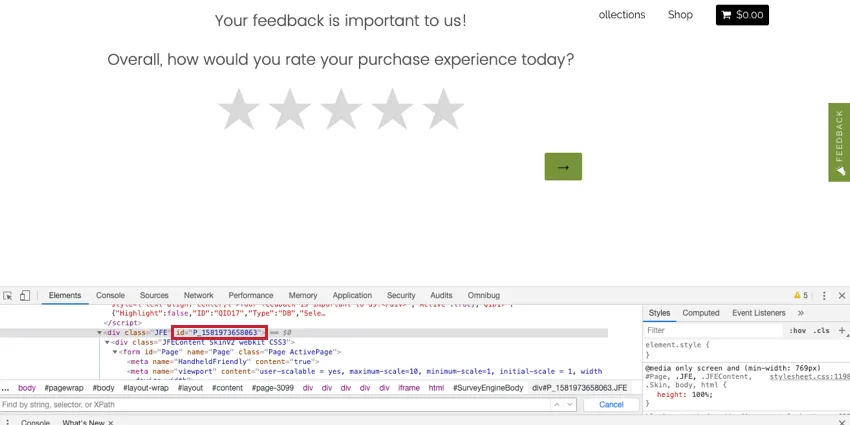 image of the inspect element window. the HTML ID of the container where the creative should go is highlighted.
