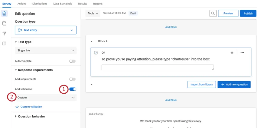 aggiunta di una convalida personalizzata a una domanda