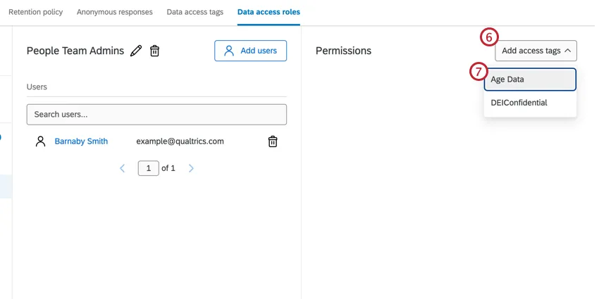 data access tags dropdown