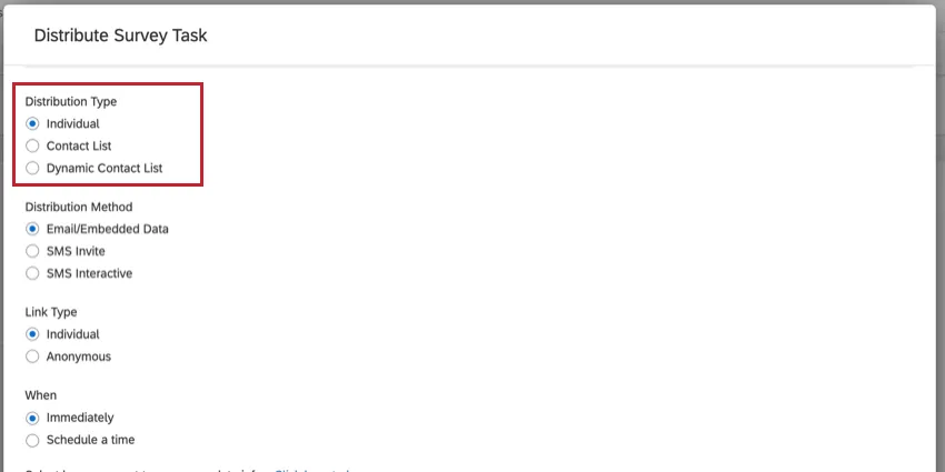 i tipi di distribuzione disponibili per unattività di directory xm