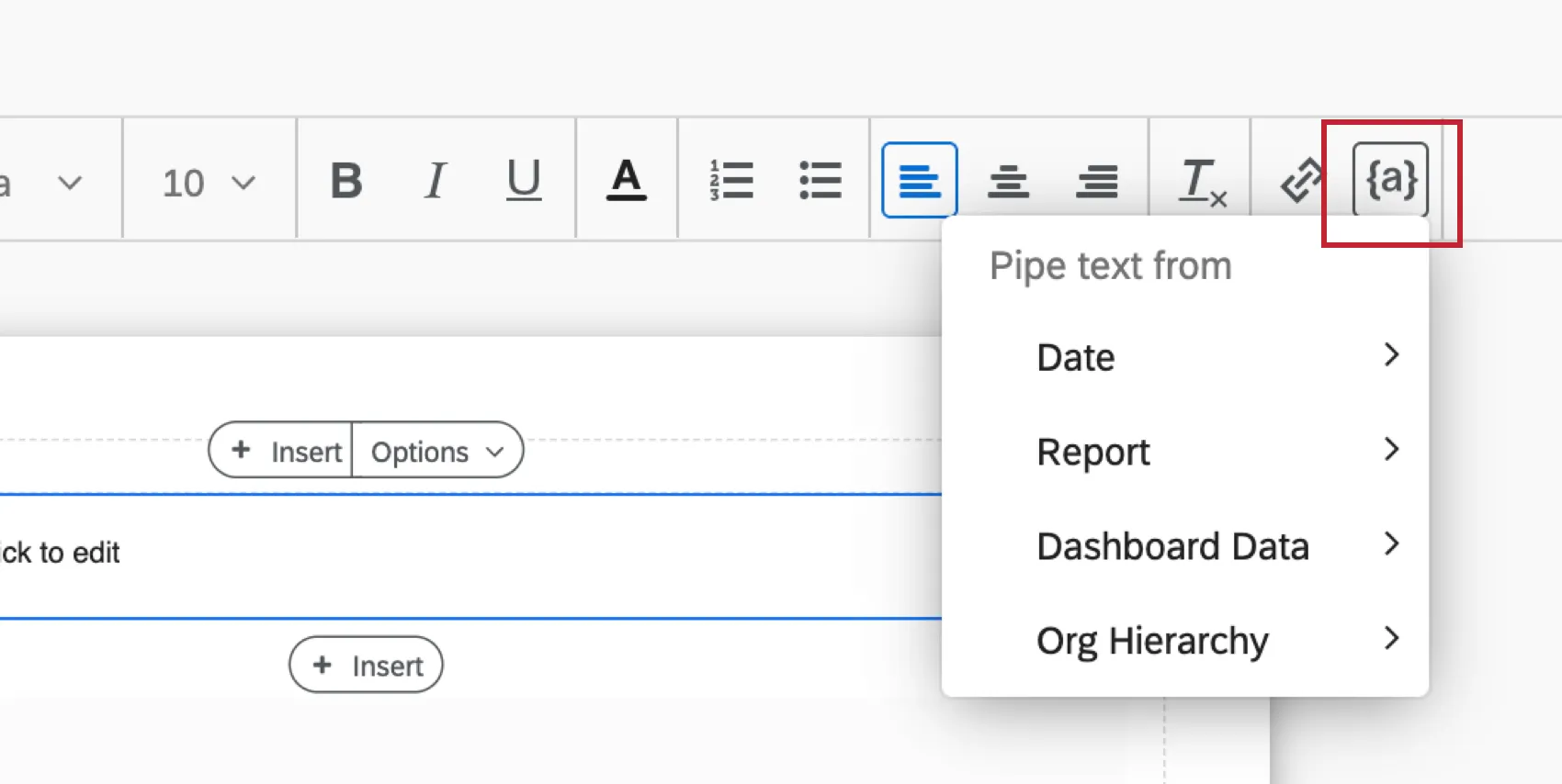Piped text options in the EE Report TEmplate
