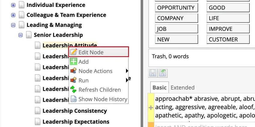 Edit node by right-clicking
