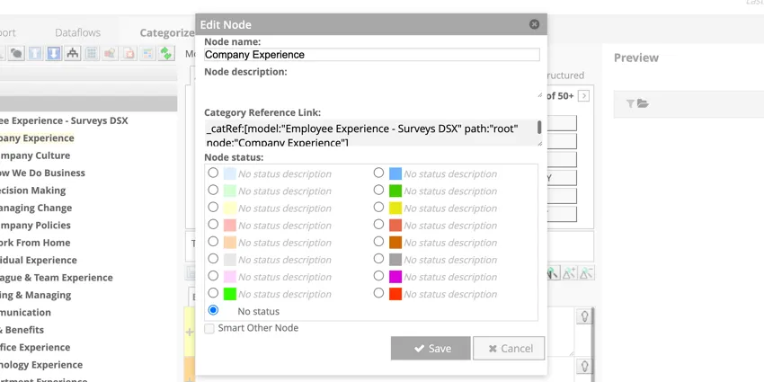 options de catégorie dans le menu dédition