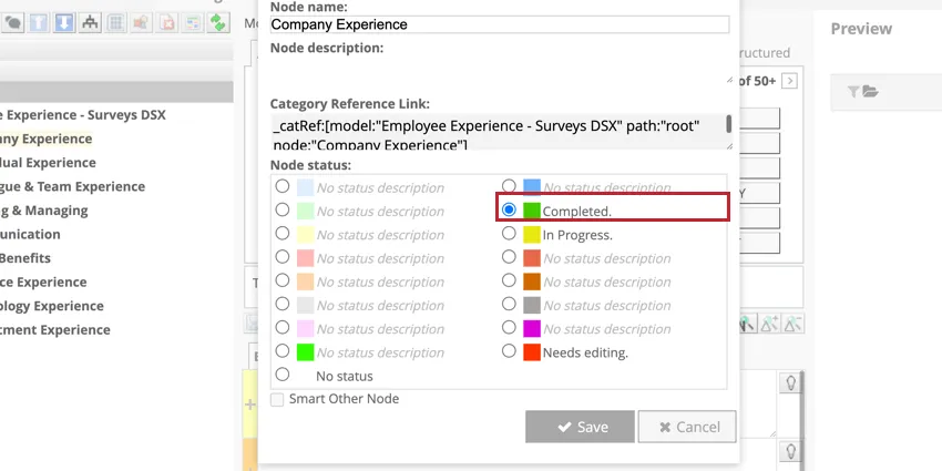 Node status for completed
