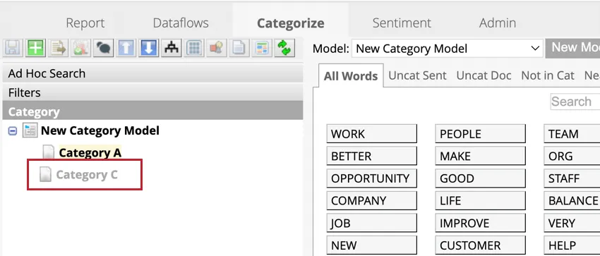 Grayed out category that represents a deleted node